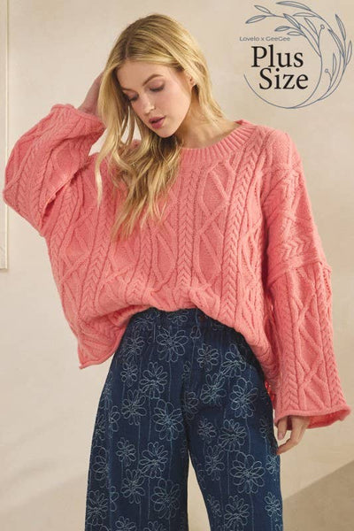 GeeGee x Lovelo - Plus Oversize Pullover OT51980PL: Dusty Pink / 2XL
