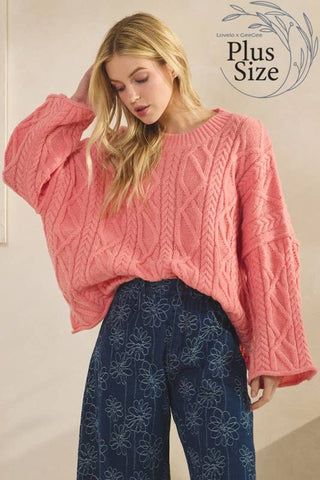 GeeGee x Lovelo - Plus Oversize Pullover OT51980PL: Dusty Pink / 2XL