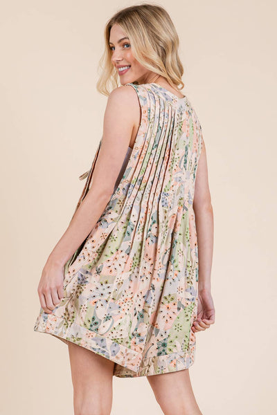 GeeGee Clothing - Plus Floral Eyelet Lace Pleated Romper, OR51432PL: Green Multi / 2XL