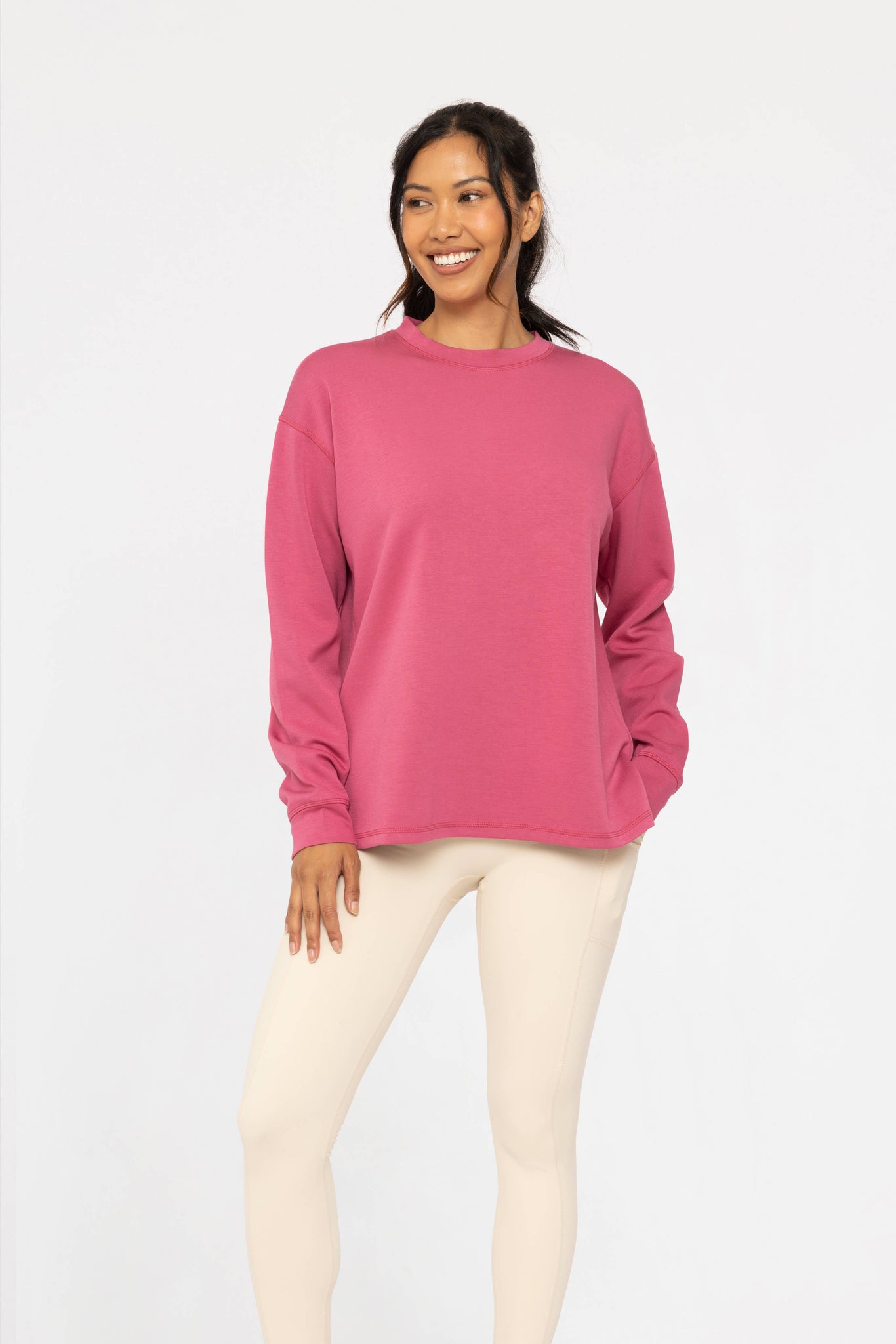 Mono B - Elevated Oversized Crew Neck: SOFT MAGENTA / S:M:L (2:2:2)