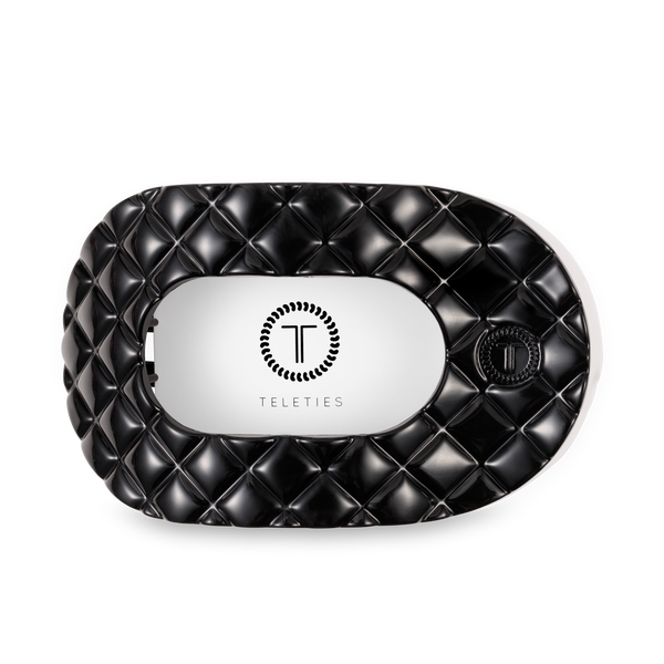 TELETIES - Flat Round Hair Clip | Large | Jet Black Quilted