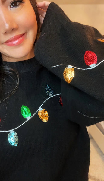 JadyK - Noel Sequin Xmas Light Bell Sleeves Sweater