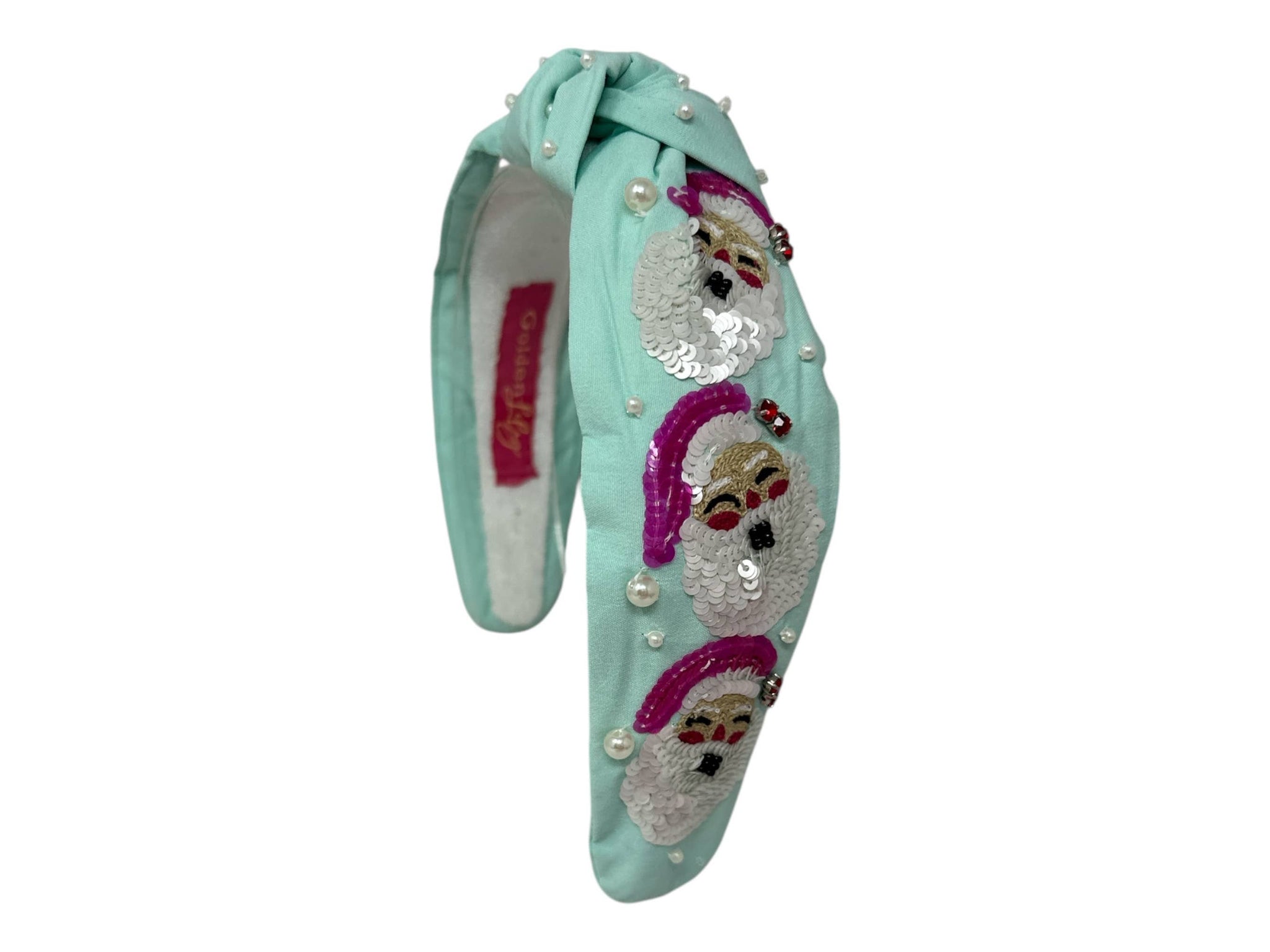 Golden Lily - Christmas Headband Knot - Santa - Mint