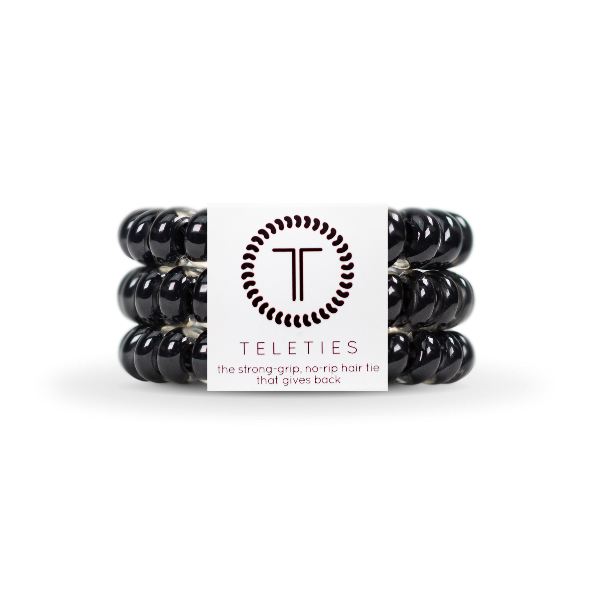 TELETIES - Spiral Hair Coils | Large | Jet Blac Hair Ties
