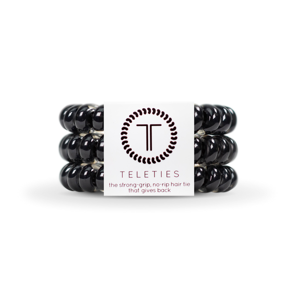 TELETIES - Spiral Hair Coils | Large | Jet Blac Hair Ties