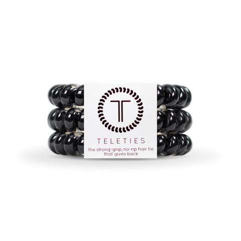 TELETIES - Spiral Hair Coils | Large | Jet Blac Hair Ties