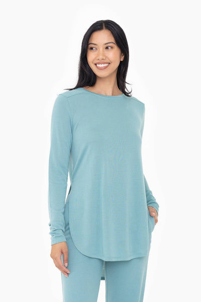 Mono B - Long Sleeve Flow Top with Side Slit: PINK / S:M:L (2:2:2)