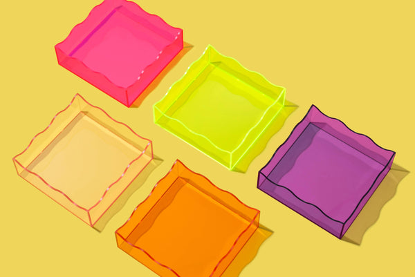 Taylor Elliott Designs - Wavy Acrylic Tray - Square - Hot Pink