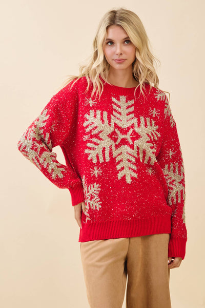 GeeGee x Lovelo - Festive Red Snowflake Sweater OT51852: Red / M