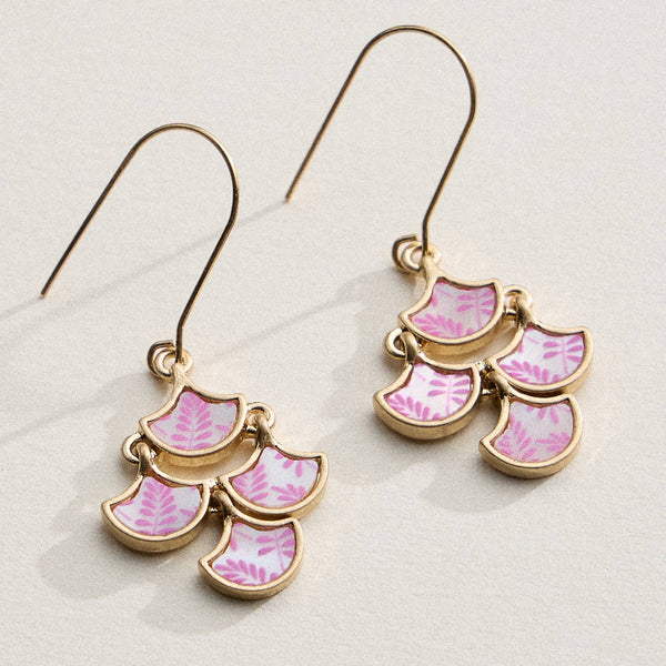 Boho-Chic Gold and Blue Mother of Pearl Drop Earrings