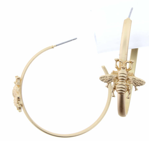 Jane Marie - Gold Hoop with Bee Earring