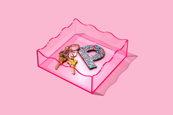 Taylor Elliott Designs - Wavy Acrylic Tray - Square - Light Pink