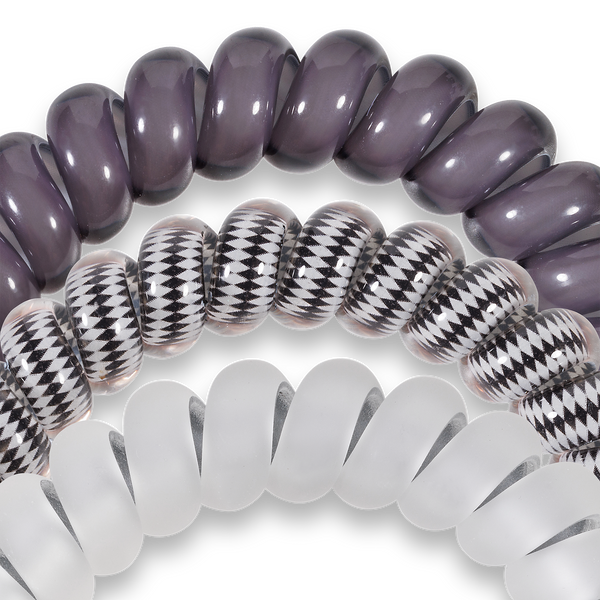 TELETIES - Spiral Hair Coils | Large | Silver Flames Hair Ties