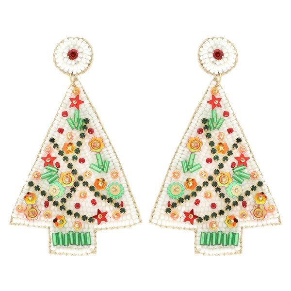 Sophia Collection - Christmas Tree Jeweled Post Earrings : Green