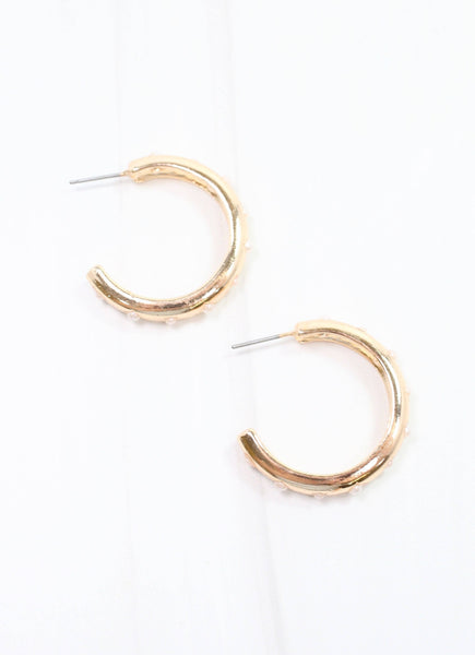 Caroline Hill - Dorothi Pearl Hoop Earring Gold: Default