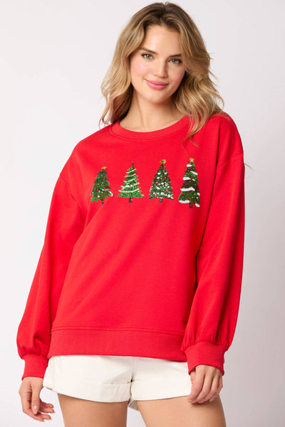 Fantastic Fawn - Christmas Tree Sequins Sweatshirt