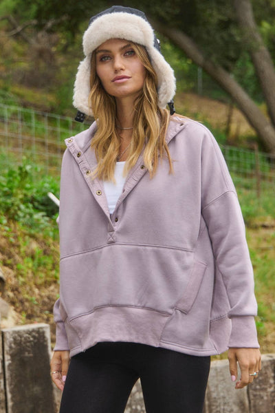 Oddi - Plus Washed High Neck Sweatshirt: Washed Lavender / 3XL