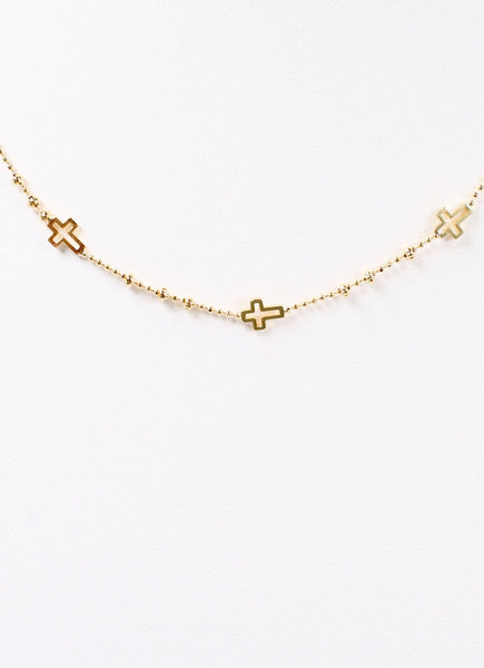 Caroline Hill - Lloyd Cross Necklace Gold: Default
