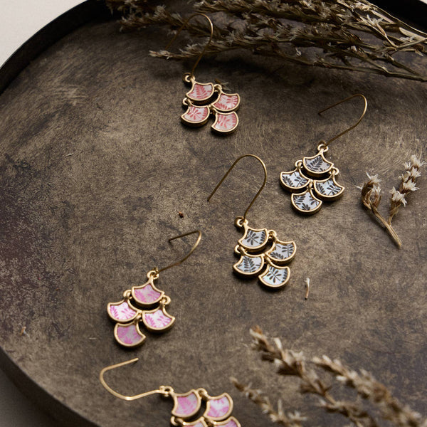 Boho-Chic Gold and Blue Mother of Pearl Drop Earrings