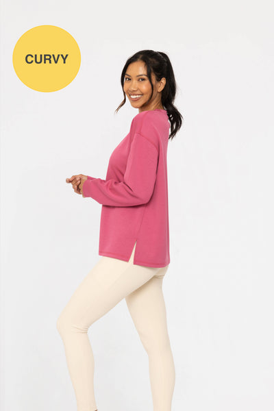Mono B - CURVY Elevated Oversized Crew Neck: SOFT MAGENTA / 1XL:2XL:3XL (2:2:2)