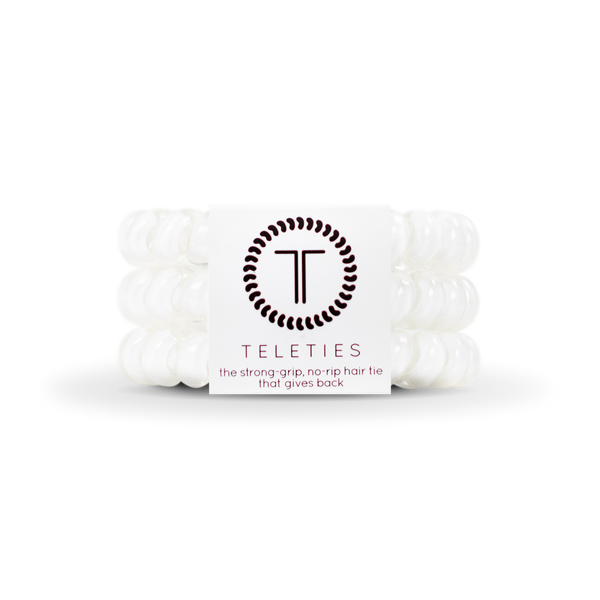 TELETIES - Spiral Hair Coils | Large | Coconut White Hair Ties: Large