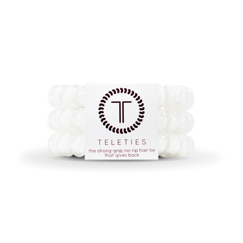 TELETIES - Spiral Hair Coils | Large | Coconut White Hair Ties: Large