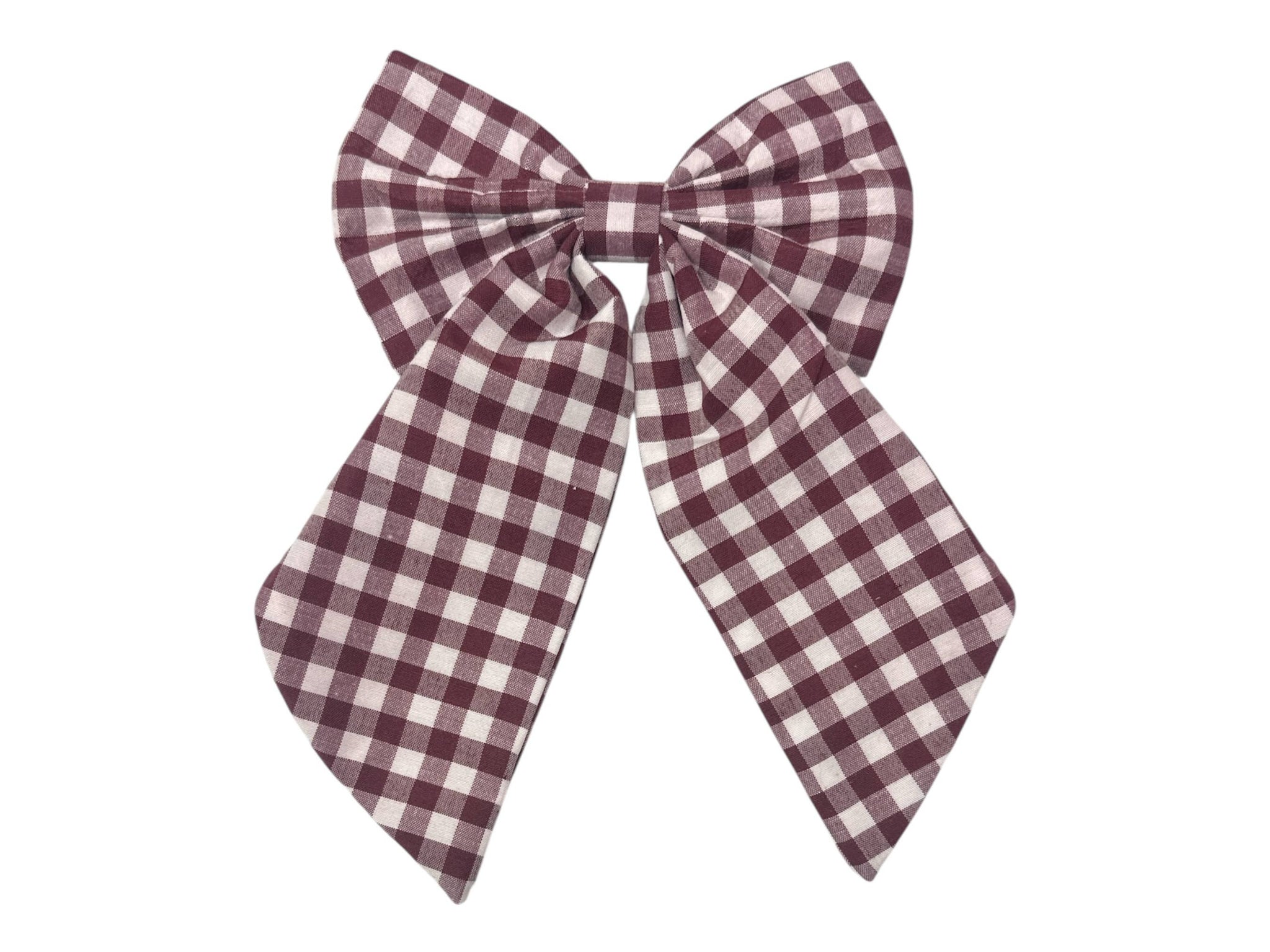Golden Lily - Game Day Bow - Gingham Print - Maroon
