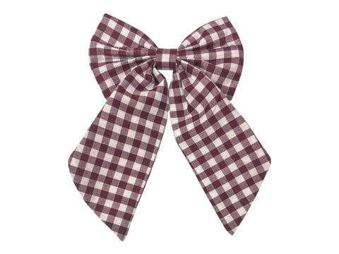 Golden Lily - Game Day Bow - Gingham Print - Maroon