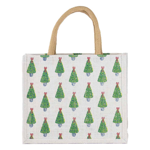 The Royal Standard - Grand Christmas Tree Gift Tote   White/Green   12x10x8