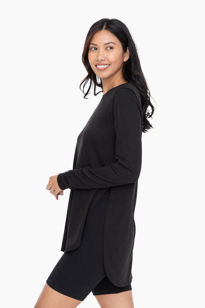 Mono B - Long Sleeve Flow Top with Side Slit: PINK / S:M:L (2:2:2)