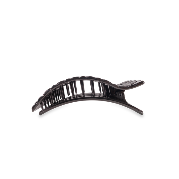 TELETIES - Flat Rectangle Hair Clip | Small | Jet Black Quilted