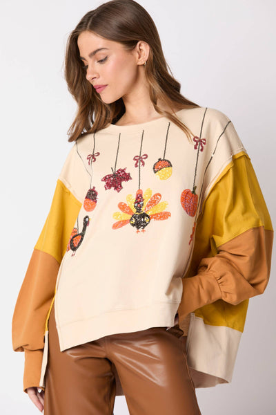 Fantastic Fawn - French Terry Color Block Pull Over