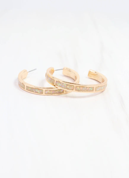 Caroline Hill - Cynthia Shell Hoop Earring Opal: Default