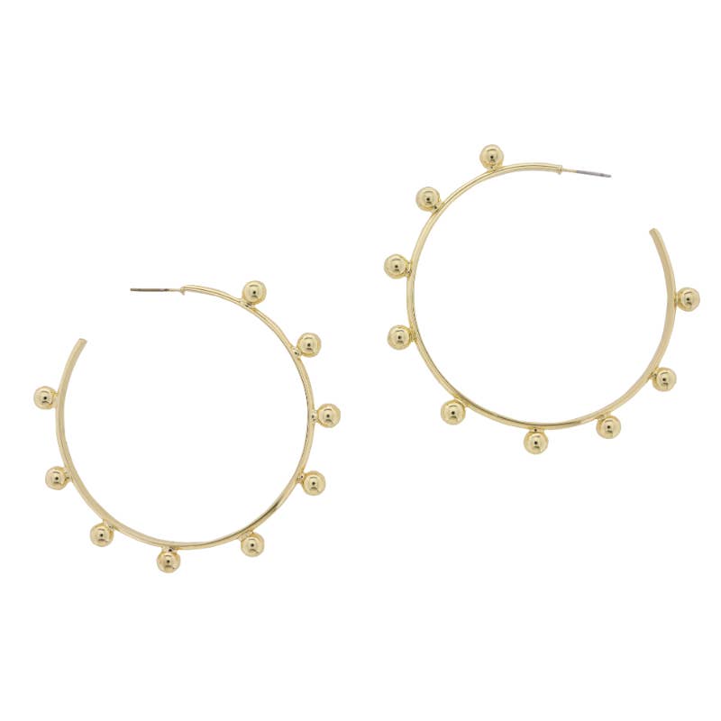 Jane Marie - 18K Gold Plated Large Hoop Earring with Bubble Accents
