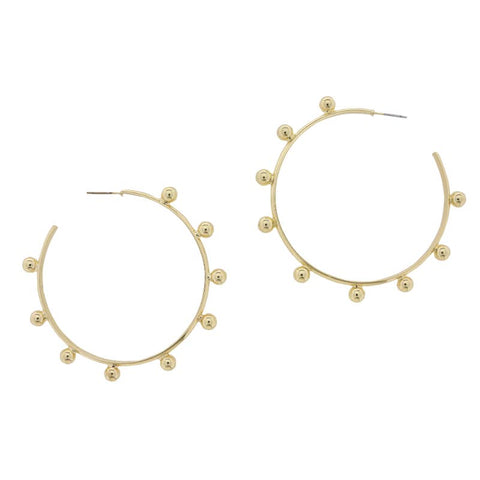 Jane Marie - 18K Gold Plated Large Hoop Earring with Bubble Accents