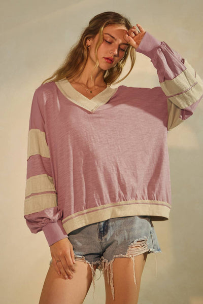 Oddi - V-neck Pullover: Sage Grey Multi / S