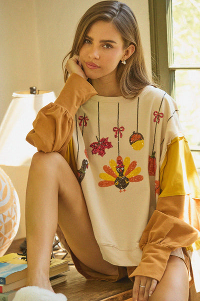 Fantastic Fawn - French Terry Color Block Pull Over