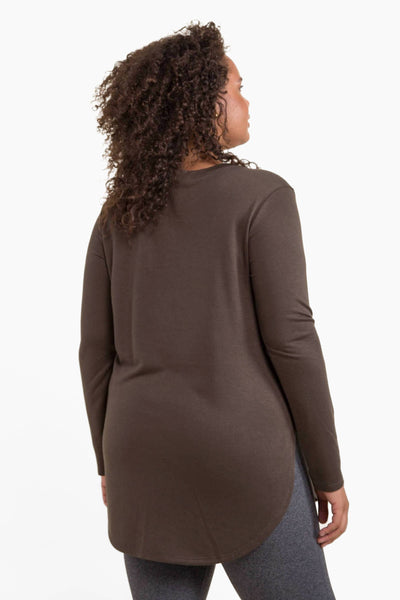 Mono B - CURVY Long Sleeve Flow Top with Side Slits: PINK / 1XL:2XL:3XL (2:2:2)