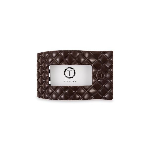 TELETIES - Flat Rectangle Hair Clip | Small | Truly Taupe Quilted