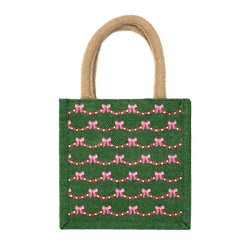 The Royal Standard - Bow Garland Petite Gift Tote   Green/Red/Pink   7x7x5