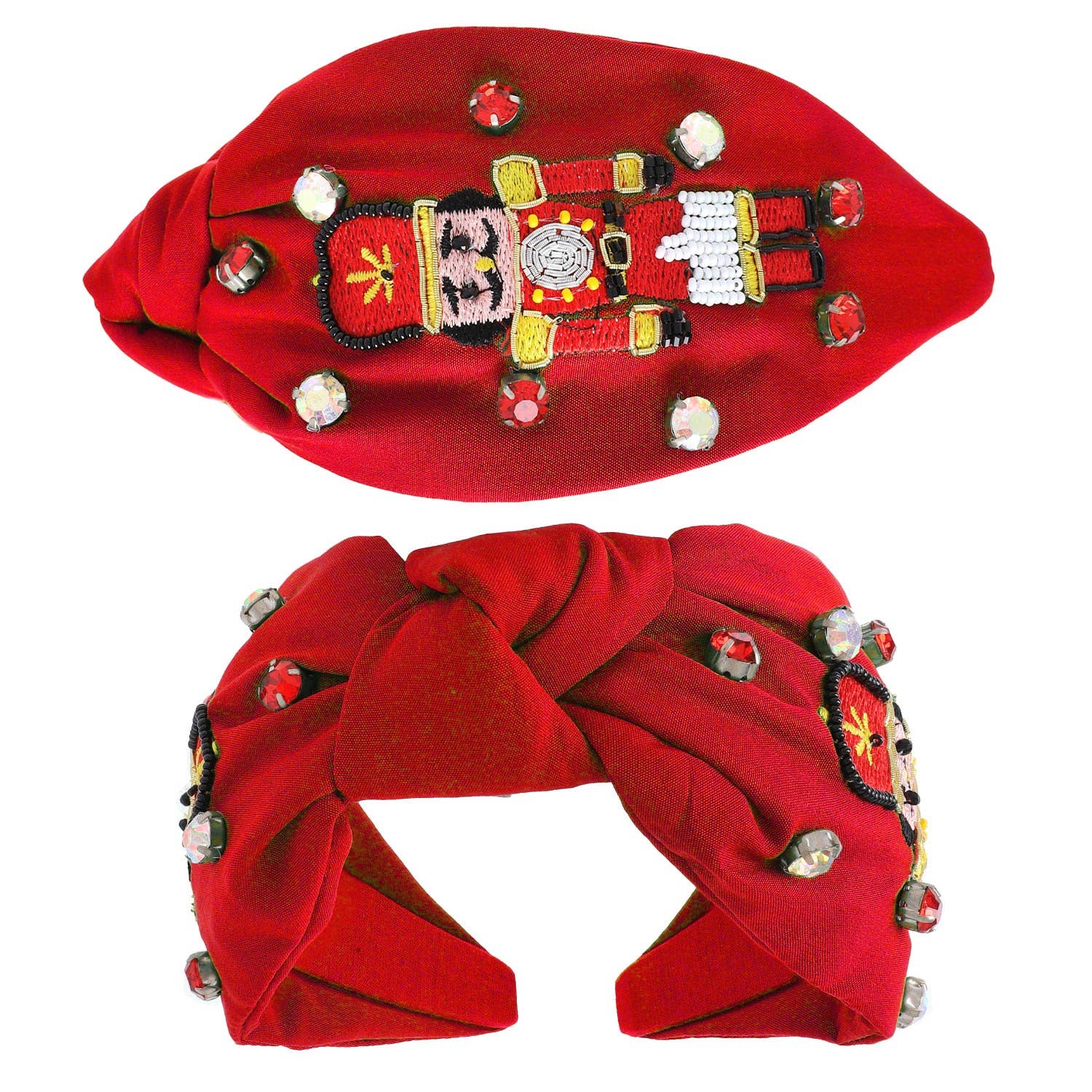 Sophia Collection - Nutcracker Jeweled Christmas Knotted Headband: Red