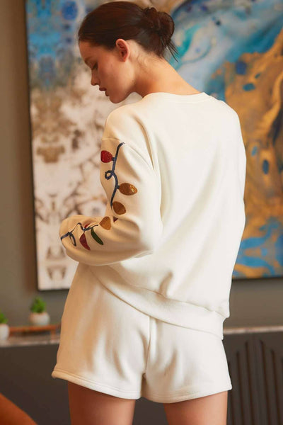 Main Strip - Christmas Light Sequin EMB fleece Top