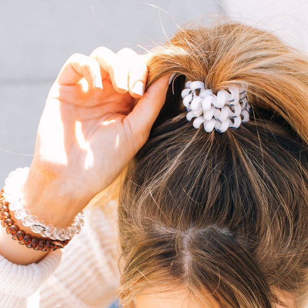 TELETIES - Spiral Hair Coils | Large | Coconut White Hair Ties: Large