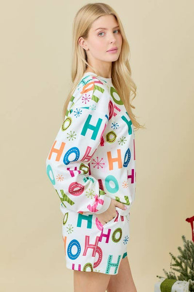 Main Strip - Holiday Printed Shorts With Rhinestone Detailing: WHITE / 1XL