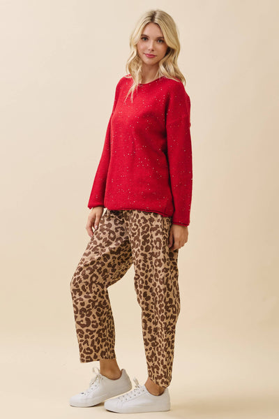 GeeGee x Lovelo - Glitter Knit Sweater OT51787: Hunter Green / M