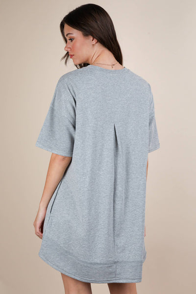 VERY J - ND31645-Mineral Washed Comfy Casual Knit Mini Dress: BLACK / S-M-L/2-2-2