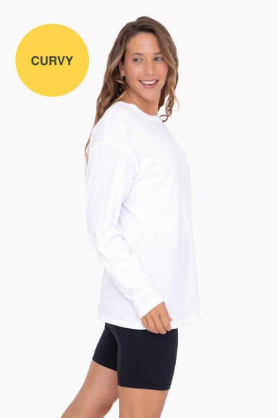 Mono B - CURVY ORGANIC COTTON LONG SLEEVE BOYFRIEND TEE: Black / 1XL:2XL:3XL (2:2:2)