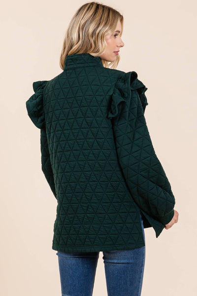 GeeGee Clothing - Plus Quilted Half-Zip Pullover Top, MT50766PL: Cream / 1XL