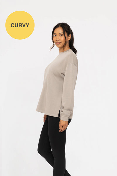 Mono B - CURVY Elevated Oversized Crew Neck: FOG / 1XL:2XL:3XL (2:2:2)