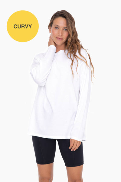 Mono B - CURVY ORGANIC COTTON LONG SLEEVE BOYFRIEND TEE: HEATHER GREY / 1XL:2XL:3XL (2:2:2)